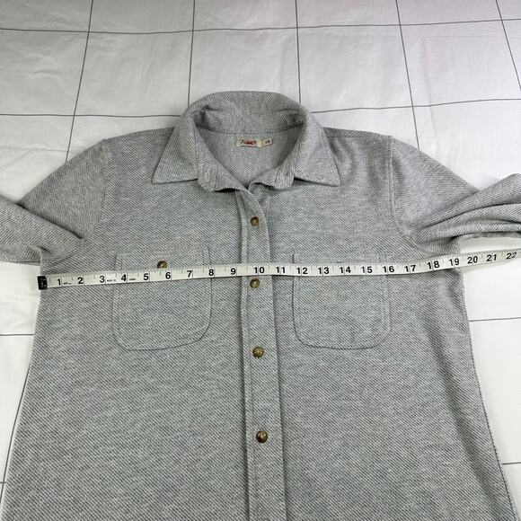 Faherty Top Womens Small Gray Legend Classic Sweater Shirt Button Up Collared - Picture 8 of 9